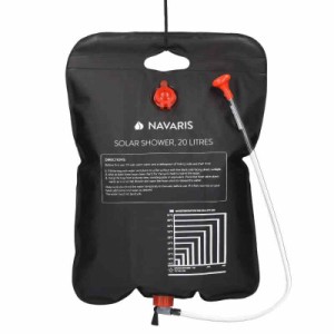 Navaris ポータブルシャワー 簡易シャワー 容量20L - ソーラー 温水 携帯式 水タンク キャンプ - サーフィン 海水浴 アウトドア 洗車 災