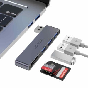 MOGOODアダプター5 in 1、1 USB 3.0と2 USB 2.0を持つUSB Cハブマルチポートアダプター、SD/TF、Macbook、iMac、Surface Pro、XPS、ノー