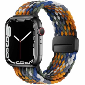 [HITZEE] Band コンパチブル Apple Watch バンド 49mm 45mm 44mm 42mm 41mm 40mm 38mm、磁気留め金付きのナイロン弾性編組バンド調節可能