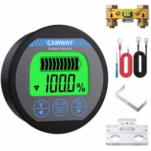 CAMWAY バッテリーモニター バッテリーチェッカー バッテリー電圧計 バッテリ電流計 8-120V/0-500A 電圧電流計 バックライト付き　防水　