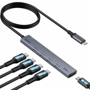 Aceele USB ハブ 4 USB ポート USB 3.0 ウルトラスリム ハブ 60cm 延長ケーブル 在宅勤務 (4 USB-C（60cm）)