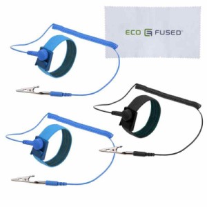 ECO-FUSED 静電気防止リストストラップ - 3個パック -再利用可能な静電気防止リストストラップ、接地ワイヤと鰐口クリップ付き - 高感度