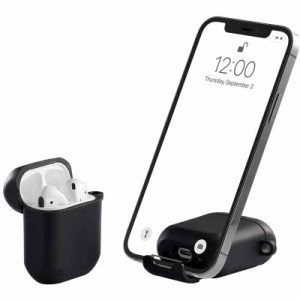 【2021年AirStand】AirPods 用ケース 携帯電話スタンド付きのAirPodsケース TPU& PC全面保護カバー 耐衝撃 ワイヤレス充電対応 カラビナ