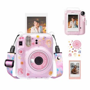 HIYQIN mini12 ケース 富士フイルム Instax Mini 12 カメラ用保護クリアケース BXT (ピンク, mini 12)