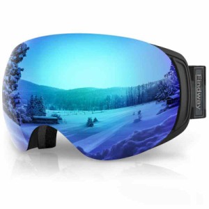 [Findway] スキーゴーグル 両層磁気スノーゴーグル スノーボードゴーグル フレームレス OTG広視野両層着脱可能球面レンズ メガネ対応 ヘ