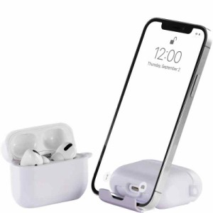 【2021年AirStand】AirPods Proケース 携帯電話スタンド付きのAirPodsケース TPU& PC全面保護カバー 耐衝撃 ワイヤレス充電対応 カラビナ