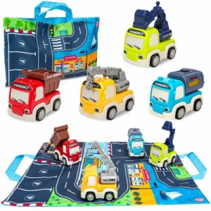 建設車両 おもちゃ 車 ショベルカー ミニカー おもちゃ 働く車おもちゃ 作業車両 4台 工事現場 おもちゃ プレイマット 子供の日 誕生日 