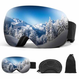 [MILPROX] スキーゴーグル 2層レンズ REVOミラー UV400/100%紫外線カット メガネ(OTG) 対応 曇り止め 180°広視野球面レンズ レンズ着脱