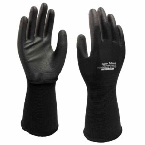 おたふく手袋(OTAFUKU GLOVE) ウレタン背抜き手袋 ソフキャッチ[袖口ロング(約30？) 13ゲージ手袋 農業用] A-348 ブラック Lサイズ