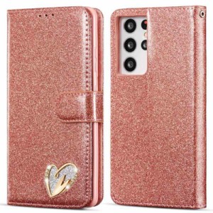 QLTYPRI Samsung Galaxy S22 Plus ケース 手帳型 case ブックカバー 薄型 PUレザー TPU マグネット ハート カード収納 スタンド機能 財布