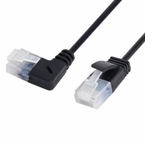 chenyang Cat6 RJ45 ウルトラスリムイーサネット90度直角延長ケーブル ノートパソコンルーターTVボックス0.5M用 (0.5M, 左向き。, ブラッ