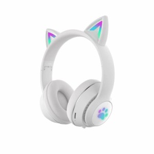 2023最新型ヘッドセットブルートゥースイヤホン猫の耳が光る可愛い女性用ワイヤレススポーツステレオヘッドセット 猫耳ヘッドホン 5.0 LE