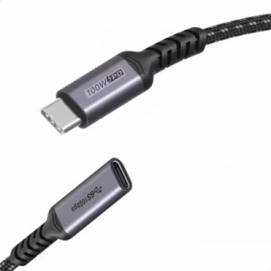 (UL-UI 1m)USB type C 延長ケーブル 字型 USB 3.1 Gen2(10Gbps) usb-c タイプc 延長コード 高速データ転送 4K 60HZビデオ伝送PD急速充電