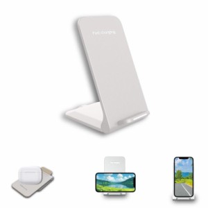 [SK-CinDa] ワイヤレス充電器  2 in 1  最大15W出力 Qi認証 Phone/Air-Pods Pro/Galaxy/Xperia 対応 充電スタンド 置くだけ充電 (ホワイ