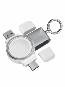AOKIMI 2 in 1 for Apple Watch 充電器 USB-C と USB-A アップルウォッチ 充電器 磁気 ケーブル不要 持ち運び便利 軽量 ワイヤレス 急速