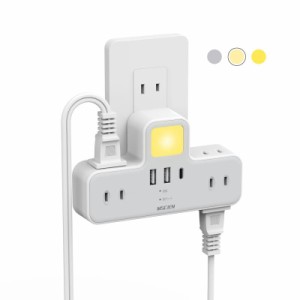 Mscien コンセント 分岐 LEDナイトライト usb コンセント 電源タップ usb付き 1個usb-c 2個usb-a 6個AC口 USB-C コンセントタップ 雷ガー