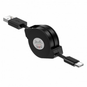 巻き取り式 充電ケーブル 急速充電 USB-A To USB-C ケーブル iPoto QC3.0対応 (A-C 1m・ブラック)