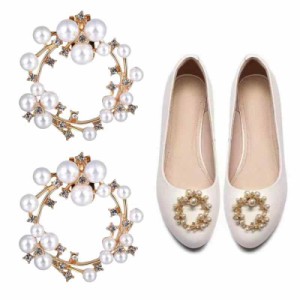 シューズクリップ 真珠 靴飾り 靴のブローチ 装飾品 アクセサリー 飾り 結婚式 パーティー入学式 シンプル 簡単取り外し可能 かわいい 汎