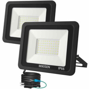 MIKISEN led 投光器 作業灯 看板灯 10w 50W 昼光色 1.8コード IP66防水 アース端子付2Pプラグ 120°広角 100V対応 ワークライト 工事用ラ