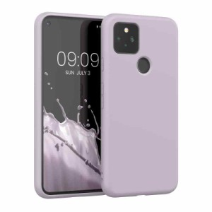 kwmobile スマホケース 対応: Google Pixel 5 ケース - 極薄 TPU シリコン マイクロファイバー 白色 (パープル クラウド)