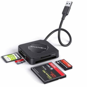 SD カード リーダー 4 in 1、SNANSHI USB SD カード リーダー USB 3.0 カード ハブ アダプター 5Gbps CF、CFI、TF、SDXC、SDHC、SD、MMC