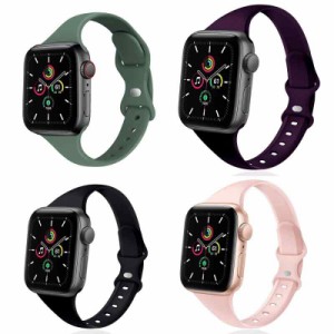 4パックスポーツスリムバンド AppleWatchストラップと互換性があります38mm 40 mm 41mm42 mm 44 mm 45mmレディースメンズ、iWatchシリー