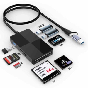 USB C USB 3.0 マルチカードリーダーハブ、8 in 2 XD SD CF MS TF MicroSDカードアダプター+ USBハブ×3、XDピクチャーカードリーダー 5G