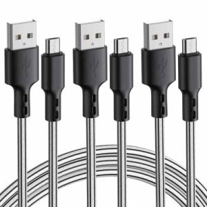 Micro USB ケーブル 3本セット 3m 2.4a 急速充電 高速データ転送 断線防止 Xperia GalaxyS7 PS4 Xboxコントローラー (Micro USB)