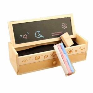 TOKUGAWAMIKA ペンケース 大容量 筆箱 木製 多機能 黒板 黒板拭き チョーク3本付き ツールペンケース 中小学生 高校生 大学生 男の子 女