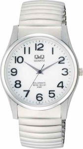 [キューアンドキュー] 腕時計 アナログ ソーラー 防水 メタルバンド 白 文字盤 H970-214 メンズ シルバー