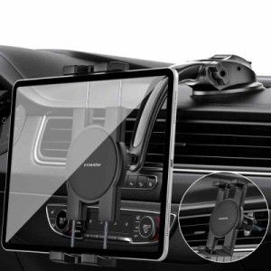 【2023超強吸盤】EXSHOW タブレットホルダー 車 タブレットスタンド 車載ホルダー 2in1 粘着ゲル吸盤＆エアコンクリップ付き 全車種対応 