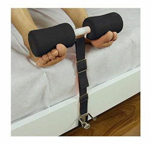 腹筋 ベッド 固定 ベッドで腹筋 足を押さえる シットアップバー 器具 (Black)