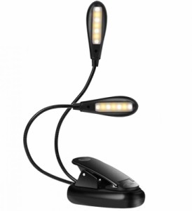 eecoo ブックライト クリップライト LEDスタンドライト 譜面台用ライト 読書灯 作業灯 USB充電式 2つランプ 9つ点灯モード ブラック