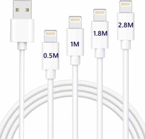 iPhone 充電ケーブル 純正【0.5M+1M+1.8M+2.8M】 4本セット lightning ケーブル 急速充電 iphoneケーブル アイホン充電ケーブル iphone 