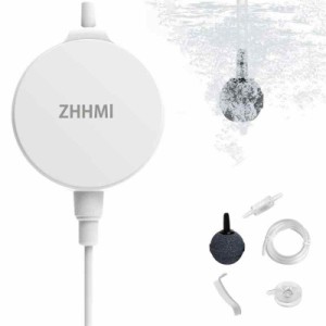 ZHHMl 水槽エアーポンプ 小型エアーポンプ 0.3L / Min空気の排出量 空気ポンプ 超静か 効率的に水族館/水槽の酸素提供可能 (円形 ホワイ