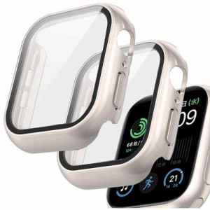 【2個入り】FALSAD Apple Watch カバー 9/8/7Se2/Se/Series6/5/4 対応アップルウォッチ ケース 40mm 44mm 41mm 45mm, 防水PC素材とガラス