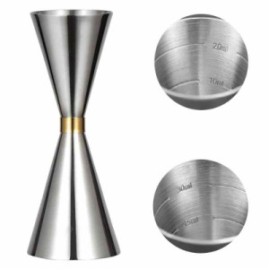 WOMLEX メジャーカップ 目盛り ジガーカップ カクテル ウイスキー 計量 ステンレス鋼 (30ml / 45ml, シルバー)