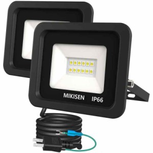 MIKISEN led 投光器 作業灯 看板灯 10w 50W 昼光色 1.8コード IP66防水 アース端子付2Pプラグ 120°広角 100V対応 ワークライト 工事用ラ