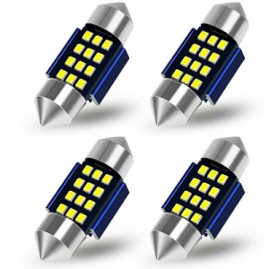 TORIBIO DC12V車用 T10×31mm 12連2016SMD LED 両口金 ルームランプ 極性フリー キャンセラー内蔵 極高輝度 ホワイト トランクライト ラ