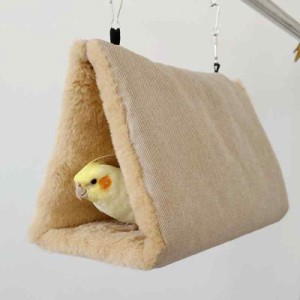 Hakona 鳥たちの寝床 三角ハウス インコ おもちゃ 掛ける鳥の巣 ハンモック ペット 用 テント いんこおもちゃ かわいい 寝袋 無地 厚みふ