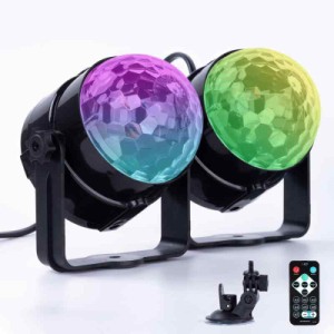 KcBlueJP ミラーボール ディスコライト【2個セット】USB給電式 LED ステージライト 9色RGB 舞台照明 音声起動 多機能 水晶回転式ボールラ