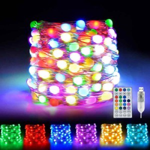 Dalugo LED イルミネーションライト USB式 ストリングライト RGB16色 クリスマスツリーライト 10M 100球 フェアリーライト 高輝度大玉ビ