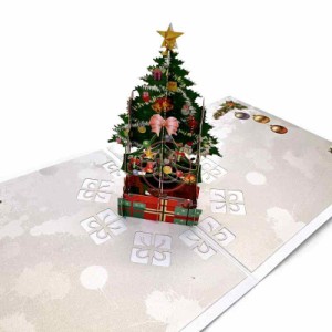 Kurimi 3Dポップアップカード クリスマス グリーティングカード クリスマスツリー 飛び出すカード メッセージカード 手紙 プレゼント 封