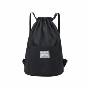 [MORGENSKY]ナップサック ジムサック巾着袋 バックパック スポーツバッグ 軽量 防水 男女兼用 大容量 シューズ収納 水泳 BAG04 (ブラック