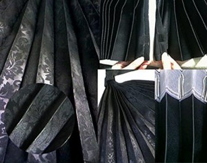 （国産・トラック用カーテン）メダリオン・プリーツ式遮光性カーテン カーテン色：ブラック（左右２枚入り）│１級遮光・遮光率99%プリー
