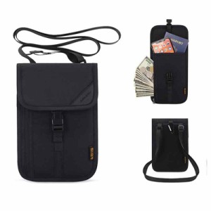 [ALLMIRA] パスポートケース 首下げ RFID スキミング防止 超軽量 多機能 クラスプ付き 多機能収納ポケット 紙幣 カード 小銭 ペン 鍵 ス