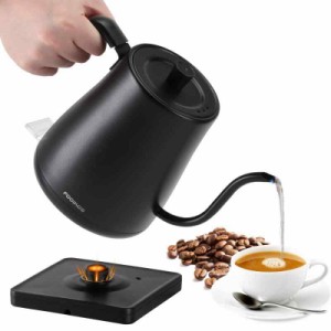 Fooikos (フーイコス) 電気ケトル 0.8L コーヒーと紅茶に使用される、食品グレード304ステンレス鋼 1000Wクイックヒーティング（黒）