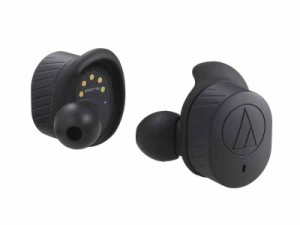 audio-technica 完全ワイヤレスイヤホン 防水 スポーツ向け Bluetooth マイク付き 左右分離型 (ブラック)