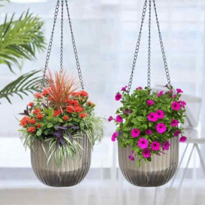 2PCS 吊り鉢 ハンギングプランター ハンギングバスケット 植木鉢 プラスチック 吊り下げロープ 屋外屋内植物に適用 植物ハンガー 水を吸