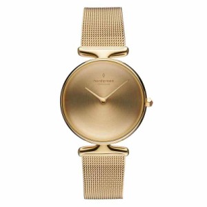 Nordgreen［ノードグリーン］Pioneer 北欧デザイン腕時計 ゴールド の42mm クロノグラフ マットメタル文字盤 腕時計ベルト (28mm【セット